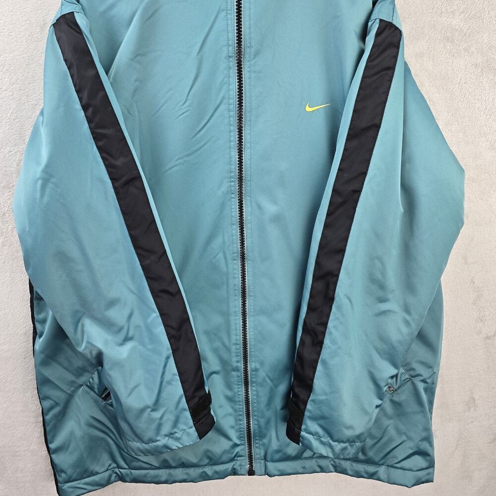 Vintage Nike Fullzip Hooded Jacket XL Teal 90s Travis Scott Parka Fleece Lined - Picture 4 of 16
